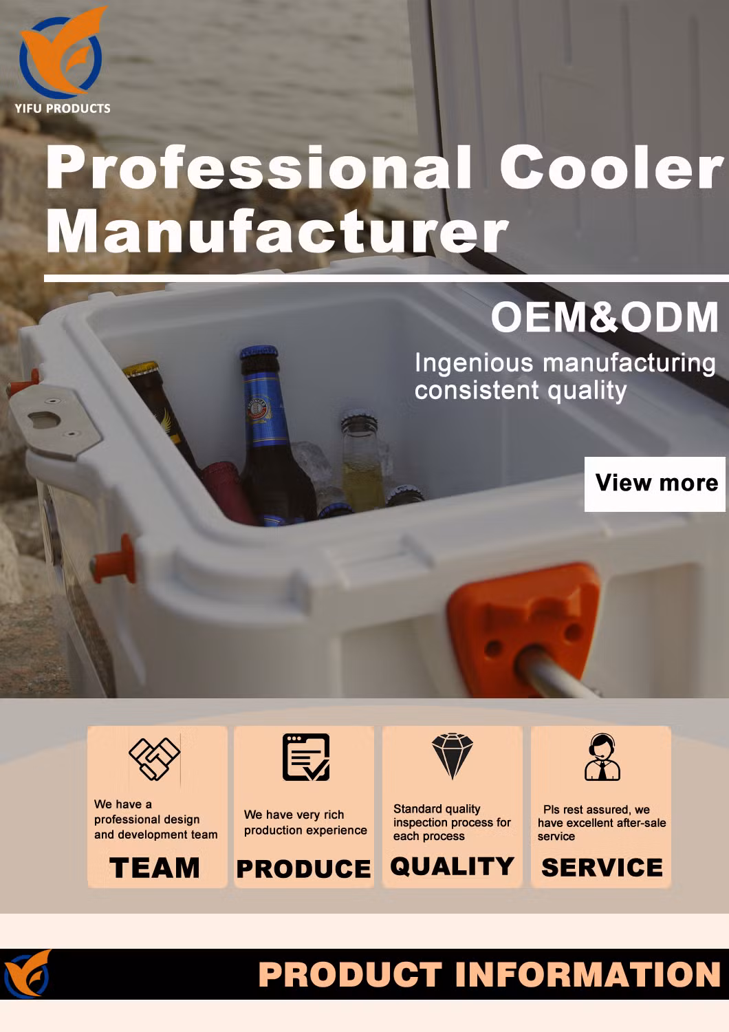 50qt Robust Rotomolded Outdoor Camping Fishing BBQ Custom Outdoor Cooler Box