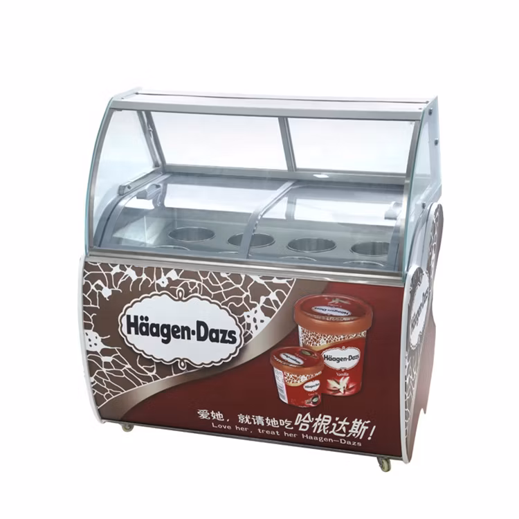 Stainless Steel 12 Trays Freezer Ice Cream Display Gelato Refrigerator