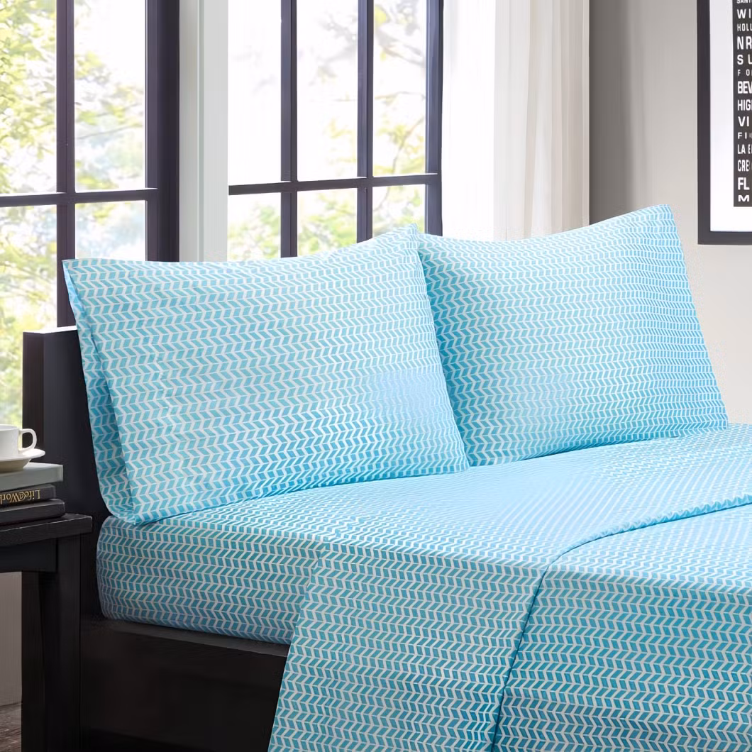 Wholesale Home Hotel Textile Bedsheet 4PCS 100% Cotton Bedding 200 Thread Count Queen/King Duvet Cover Printed Set Pillowcase Sham Fitted Flat Bed Sheet