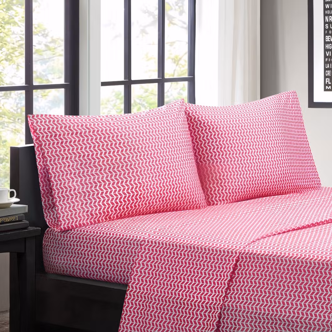 Wholesale Home Hotel Textile Bedsheet 4PCS 100% Cotton Bedding 200 Thread Count Queen/King Duvet Cover Printed Set Pillowcase Sham Fitted Flat Bed Sheet