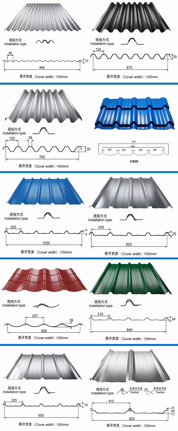 Corrugated Gi Galvanized Steel Sheet for Roofing Tile Garden Beds with 0.6mm 0.8mm 1.2mm Z80g Z100g Iron Metal Roof Manufacturer 20 26 Gauge Gi Gl Zinc 470 600