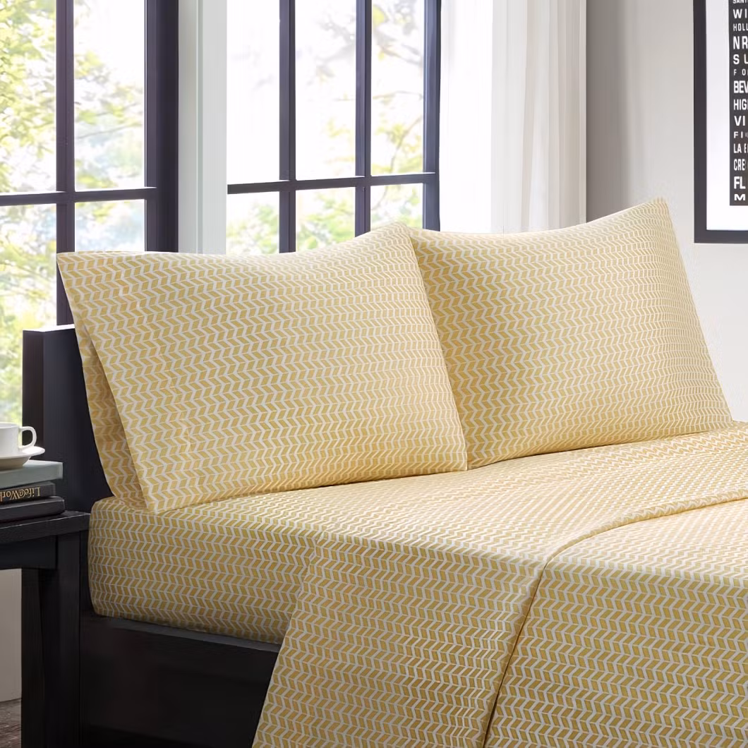 Wholesale Home Hotel Textile Bedsheet 4PCS 100% Cotton Bedding 200 Thread Count Queen/King Duvet Cover Printed Set Pillowcase Sham Fitted Flat Bed Sheet