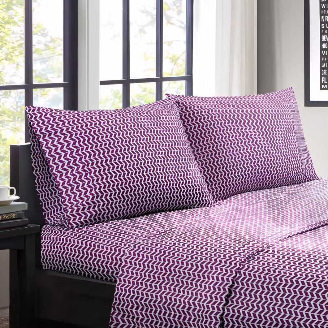 Wholesale Home Hotel Textile Bedsheet 4PCS 100% Cotton Bedding 200 Thread Count Queen/King Duvet Cover Printed Set Pillowcase Sham Fitted Flat Bed Sheet