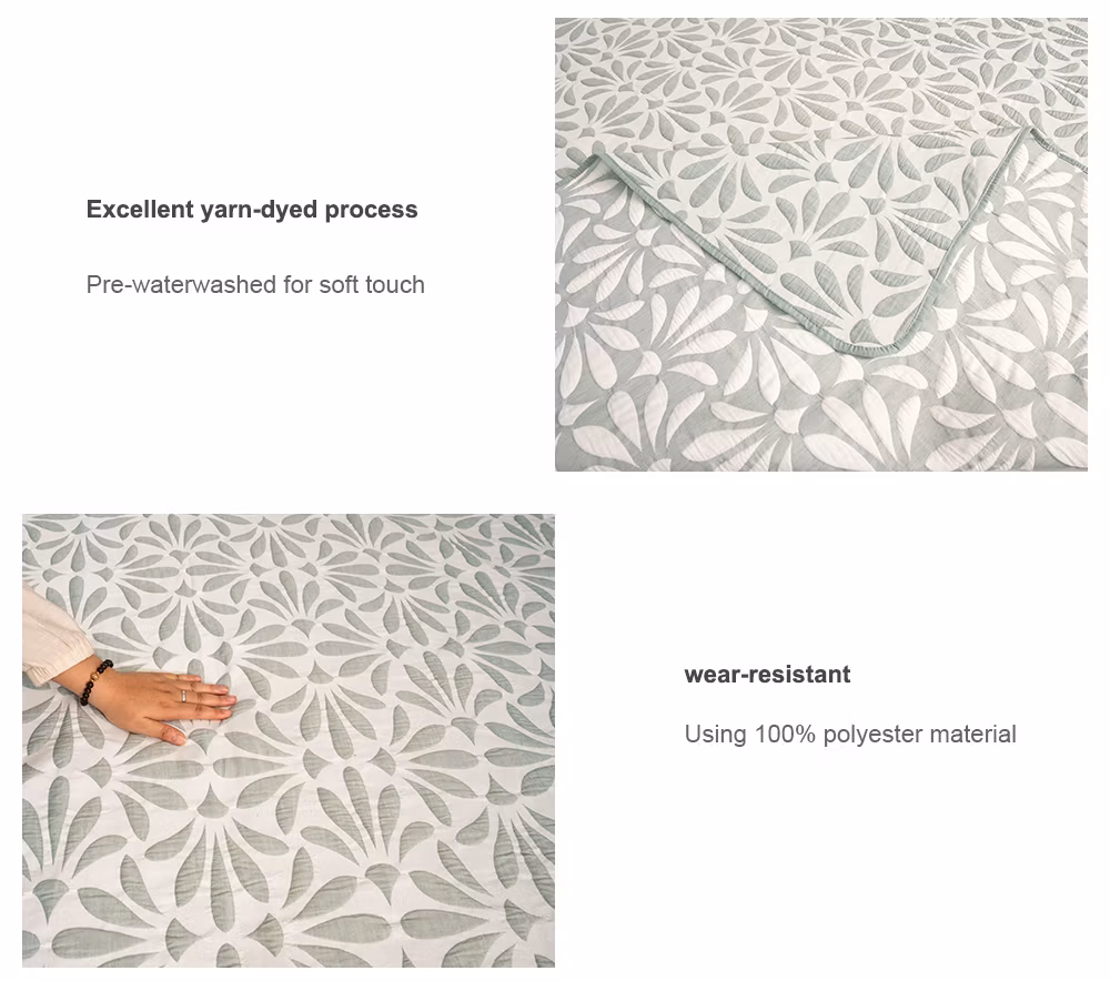 Luxurious Ployester Cotton King Bed Size Set for Cozy Bedrooms Double Color Jacquard Quilt