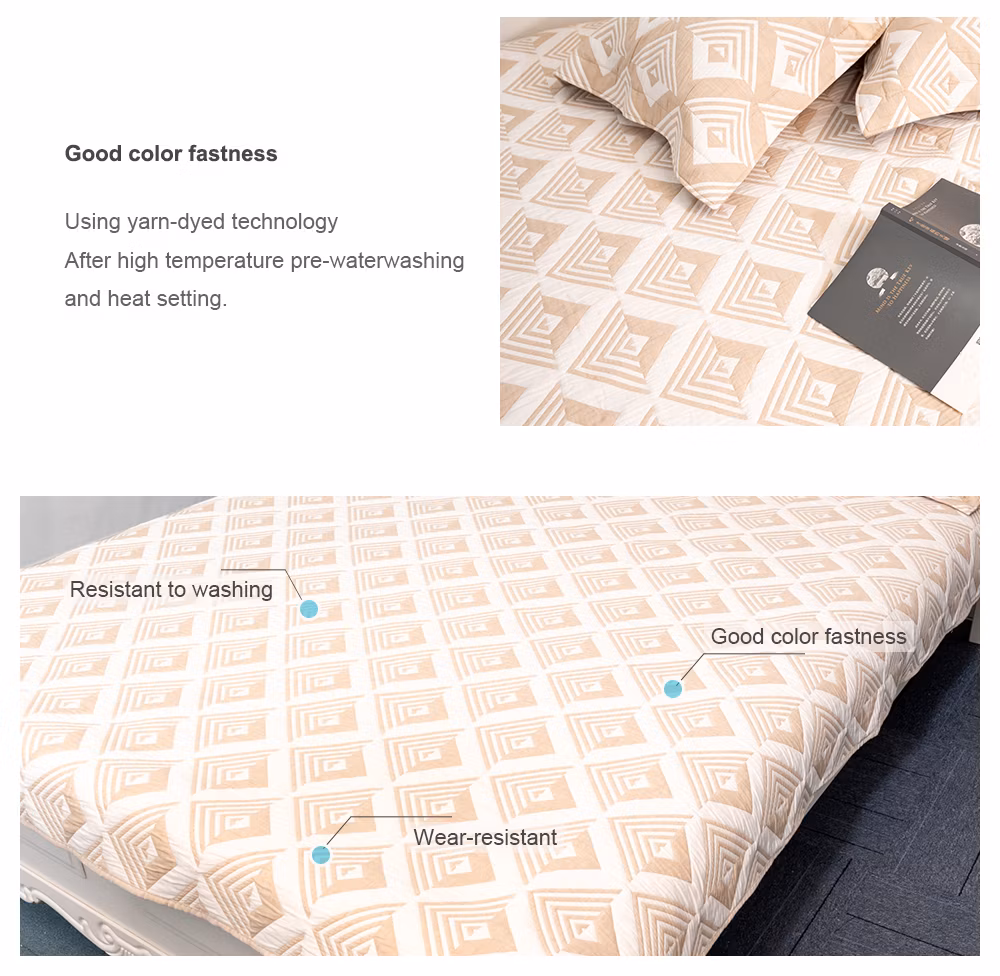 Elegant Ployester Cotton King Bed Size Bedding Set Double Color Jacquard Quilt