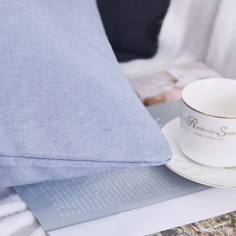 Solid Dyed High Quality Easy Care Imitation Linen Decorative 2 Pillow Cases for Home Hotel