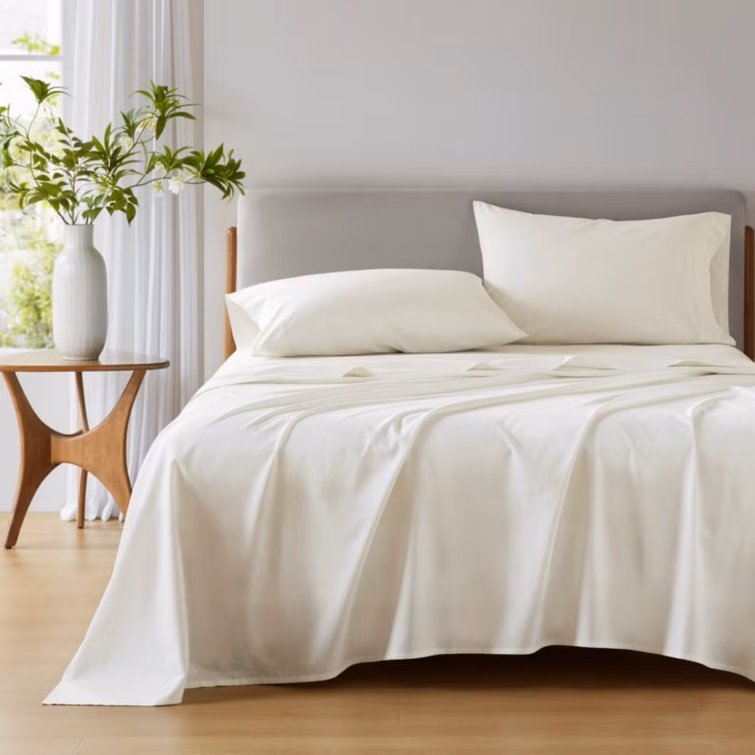 Wholesale Home Textile 100% Cotton Bedsheet Bedding Sets 144tc Solid Bed Sheet
