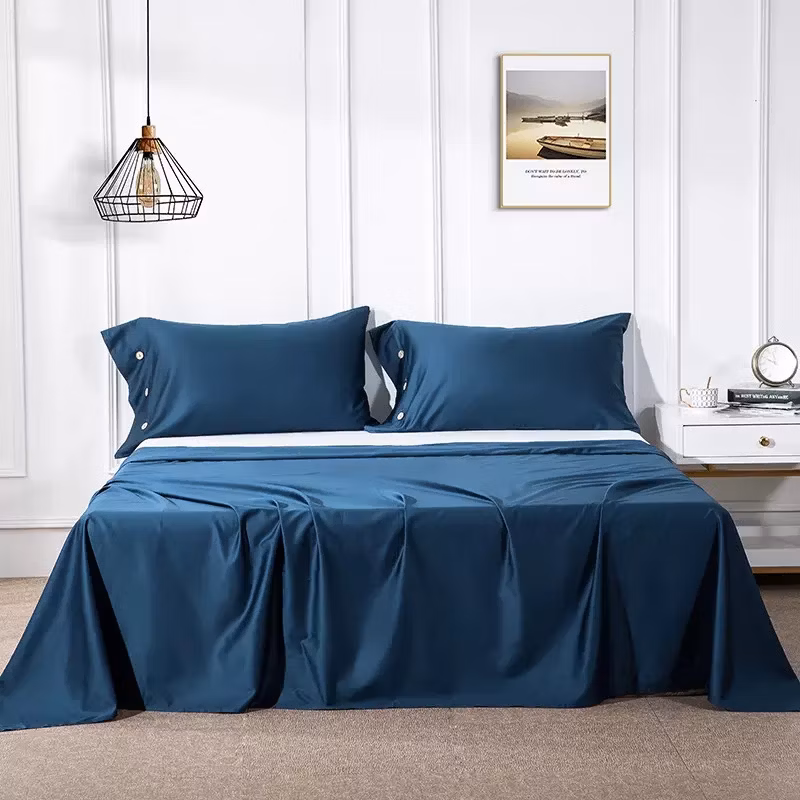 OEM/ODM Home Hotel Textile Wholesale Bed Linen Solid Color 100% Cotton Bedding Set 200 Thread Count Bed Sheet Pillowcase Sham Bed Fitted Flat Bed Sheets