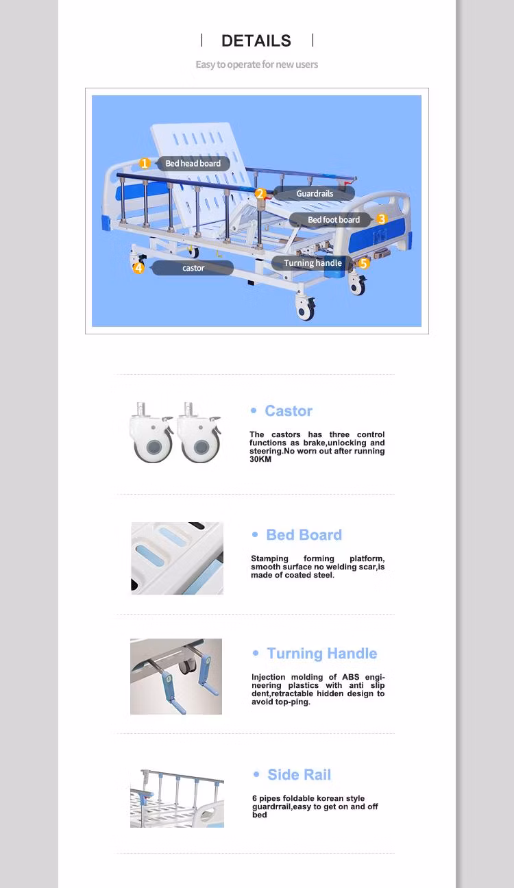 Two-Function Brother Medical Nursing Sheets Electric Manual Hospital Patient Bed with CE ODM