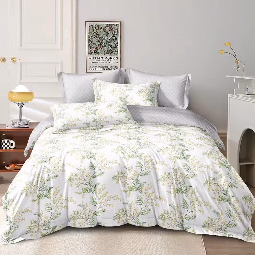 Premium Printed Quilt Duvet Cover with Bed Flat Sheets Microfiber Quilted Bedspread Sanding Pillowcases Bedding for Home and Hotel Use