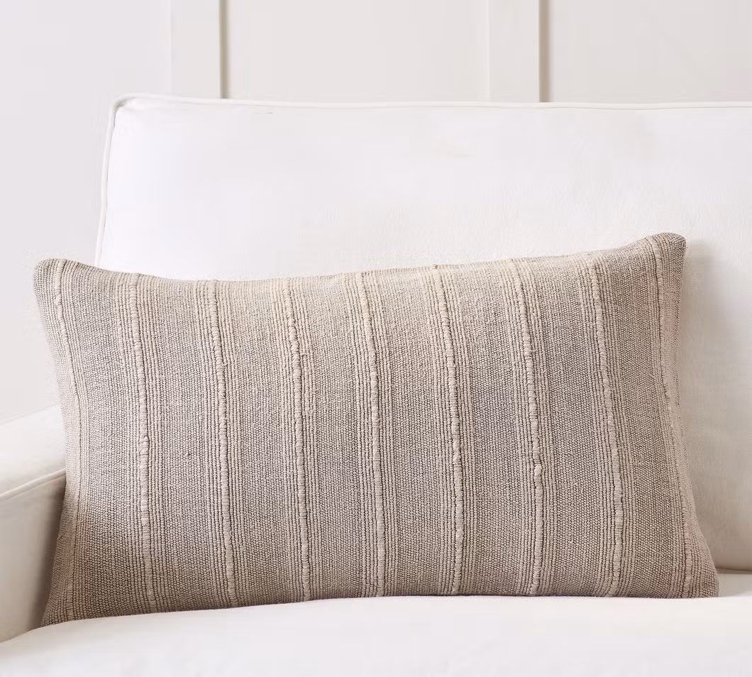 Soft Striped Linen Standard Pillowcases, Breathable and Cooling Washed Pillow Cases with Invisible Zipper