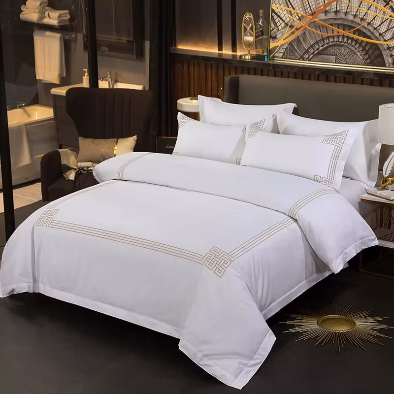 Wholesale Long Staple Customized Embroidery Hotel Quality Duvet Cover and Sheet Set