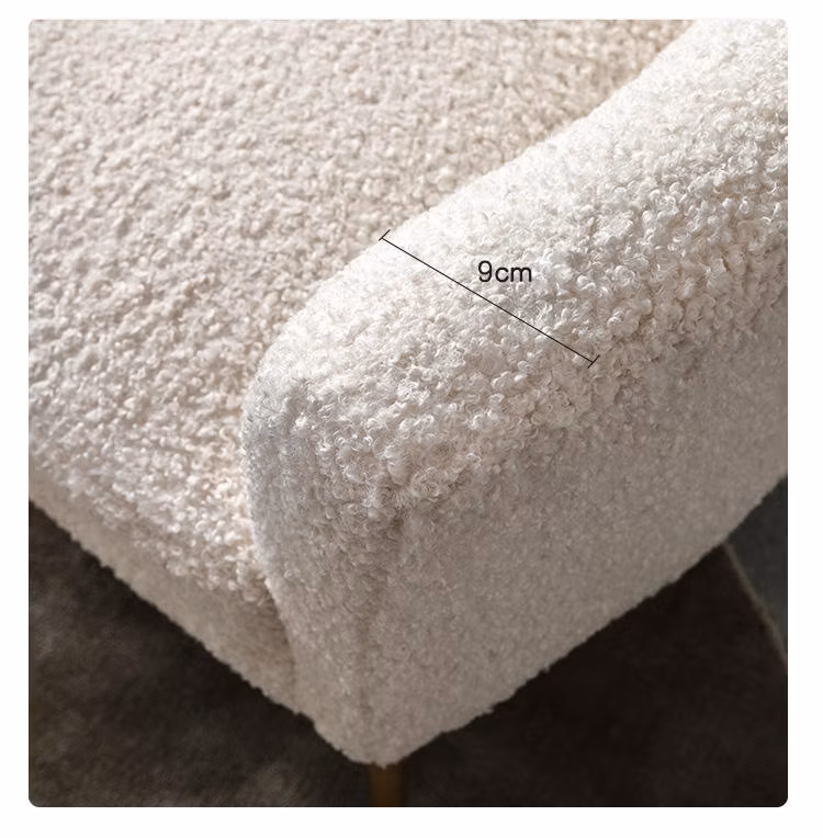 Ins Popular Design Nordic Stylist Cream White Stuffed Lounge Sheep Boucle Armchair