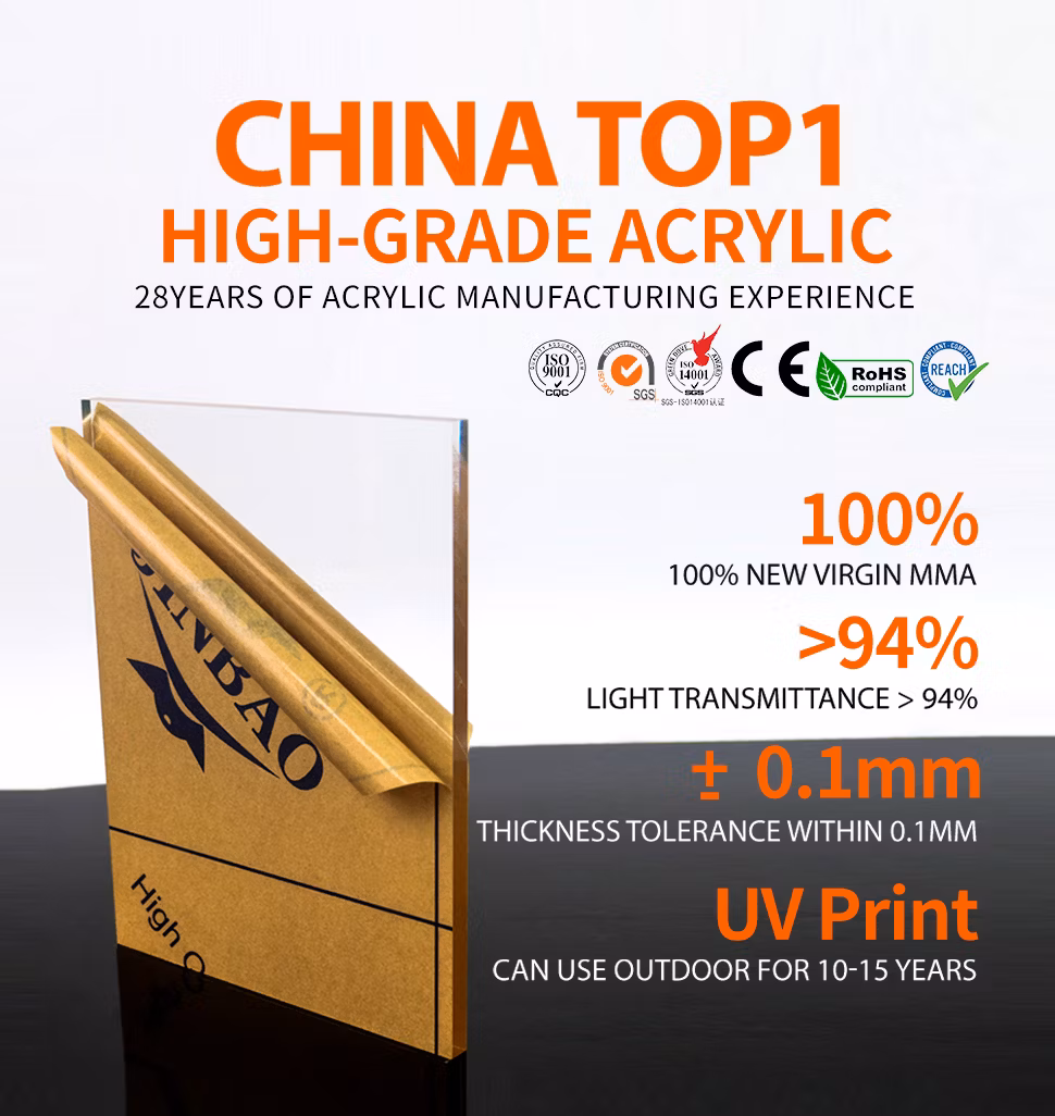 OEM Acryl Designer Jinbao 6h 150mm X 5mm Textured Perspex Sheet Cast-Acrylic