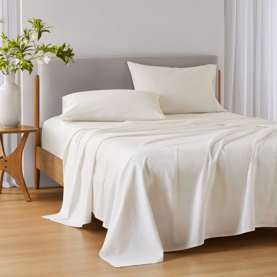 Wholesale Home Textile 100% Cotton Bedsheet Bedding Sets 144tc Solid Bed Sheet