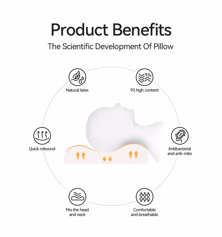 Negative Ion Natural Latex Wave and Massage Pillow for Easy Sleeping