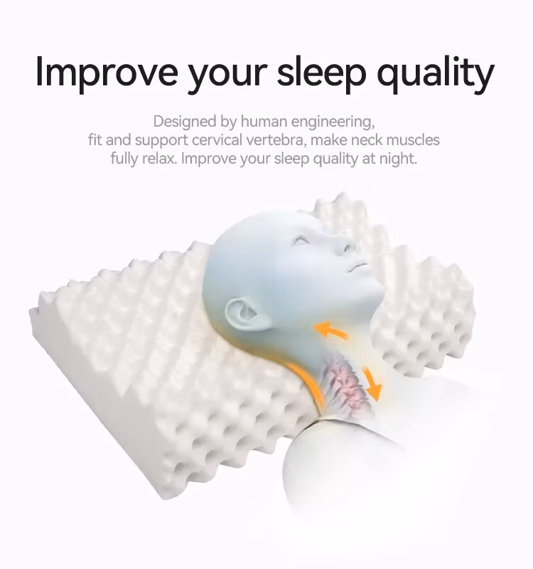Negative Ion Natural Latex Wave and Massage Pillow for Easy Sleeping