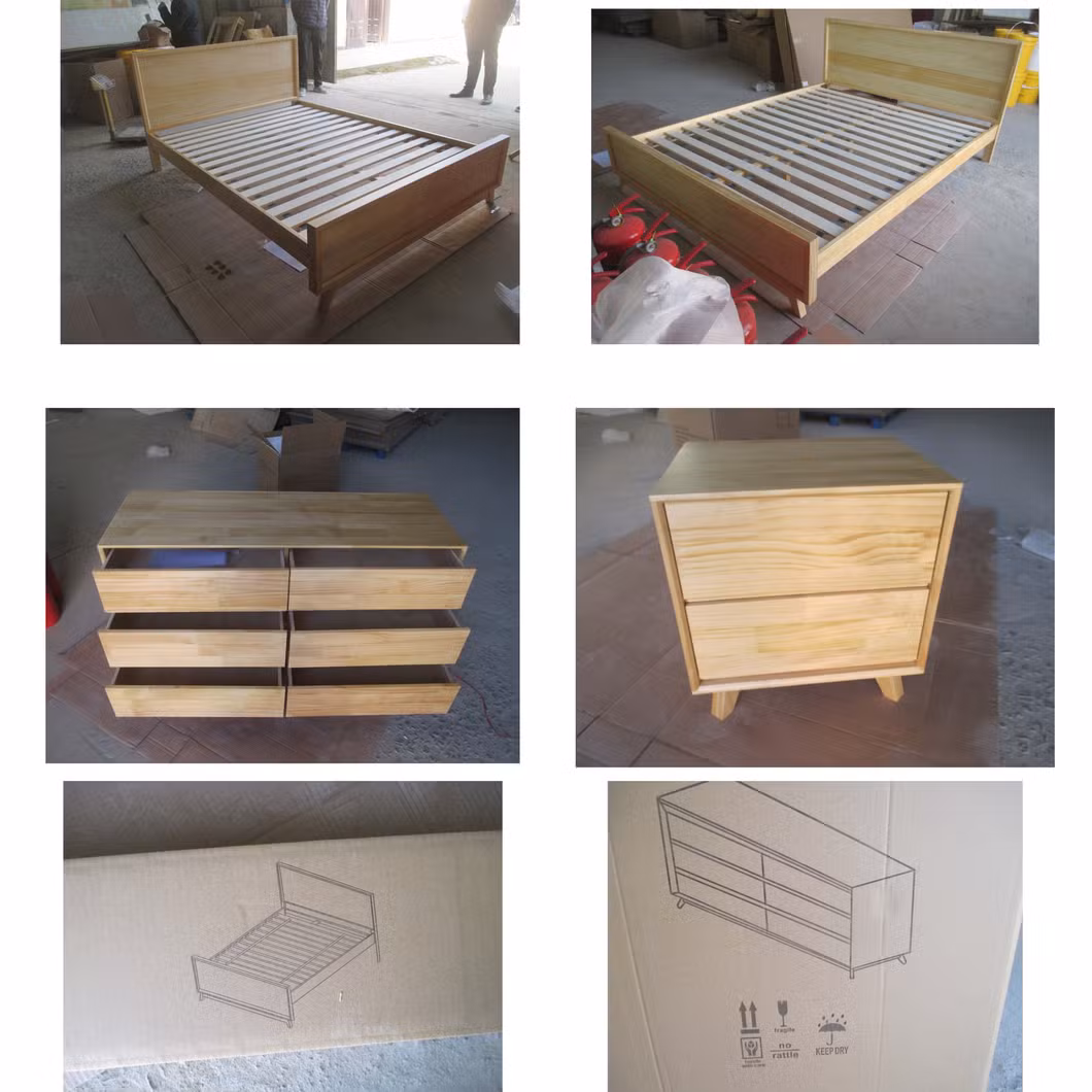 Top Selling Bedroom Furniture Wooden King Size Bed Double Bed Using Natural Solid Wood