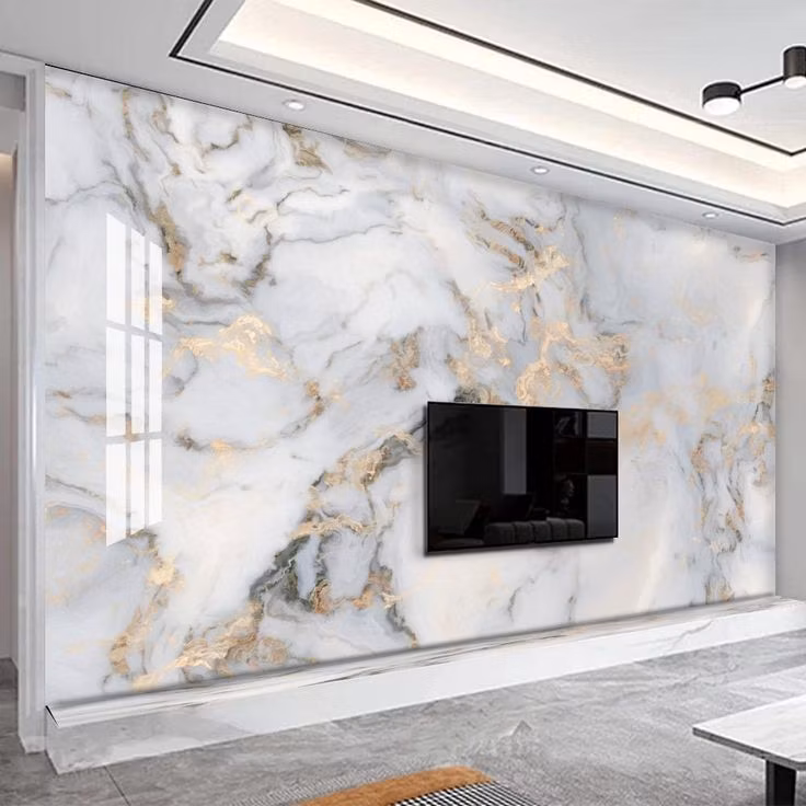 1.5-5mm PVC Marble Sheet UV Covering for Hotel Room Wall Decoration