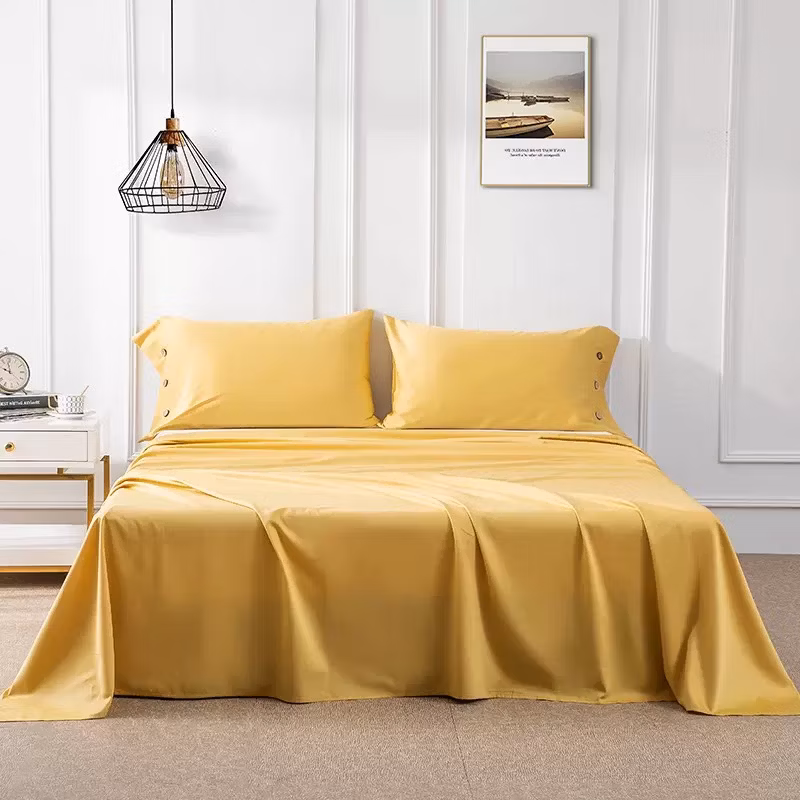 OEM/ODM Home Hotel Textile Wholesale Bed Linen Solid Color 100% Cotton Bedding Set 200 Thread Count Bed Sheet Pillowcase Sham Bed Fitted Flat Bed Sheets