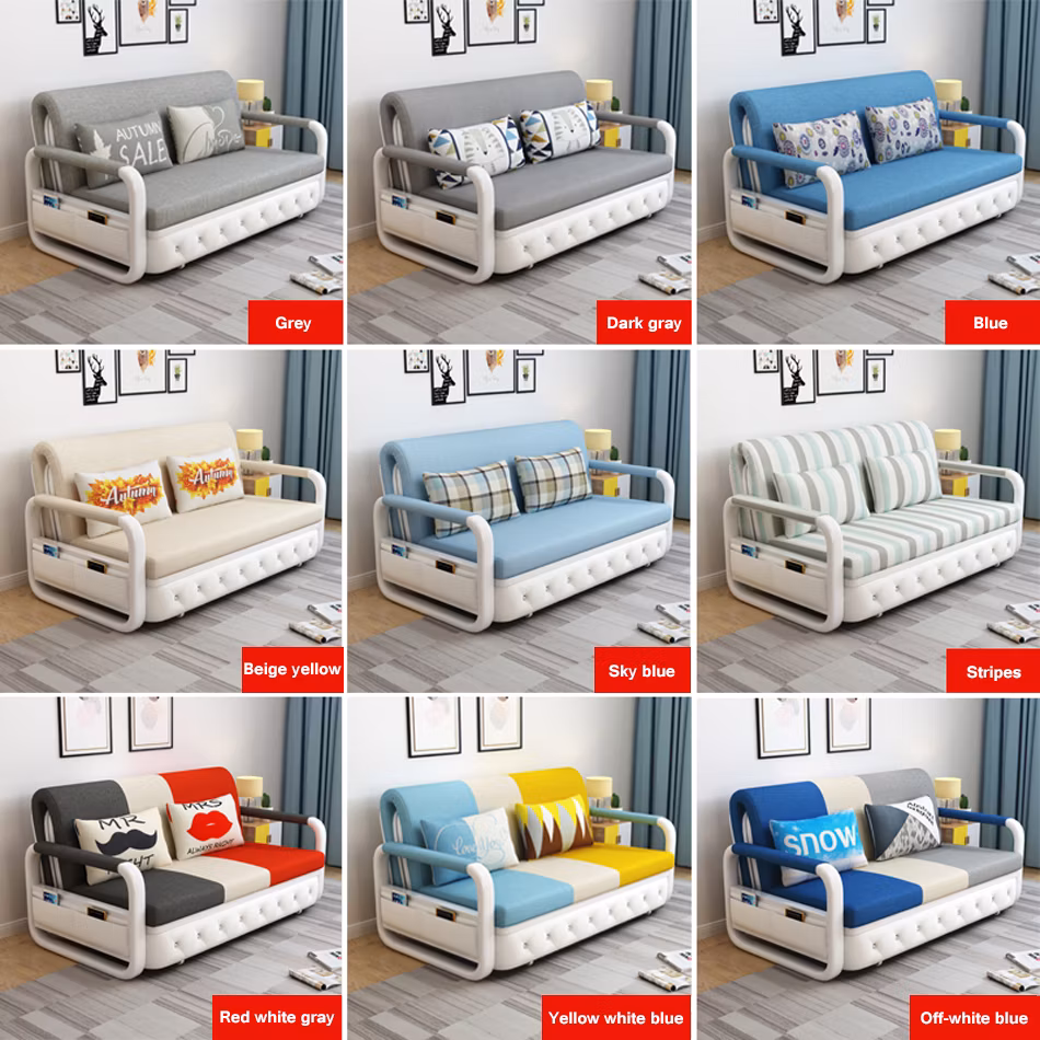 Modern Storage Living Room Sofa Cum Bed Fabric Folding Divan Sofa Bed