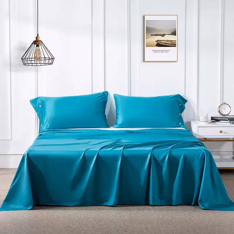 OEM/ODM Home Hotel Textile Wholesale Bed Linen Solid Color 100% Cotton Bedding Set 200 Thread Count Bed Sheet Pillowcase Sham Bed Fitted Flat Bed Sheets