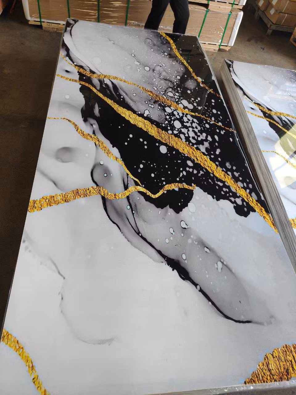 1.5-5mm PVC Marble Sheet UV Covering for Hotel Room Wall Decoration