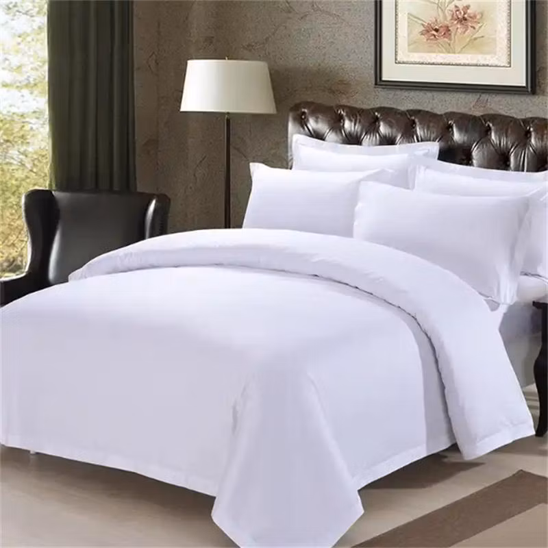 100% Natural Cotton Queen Size Luxury Hotel White Flat Sheet