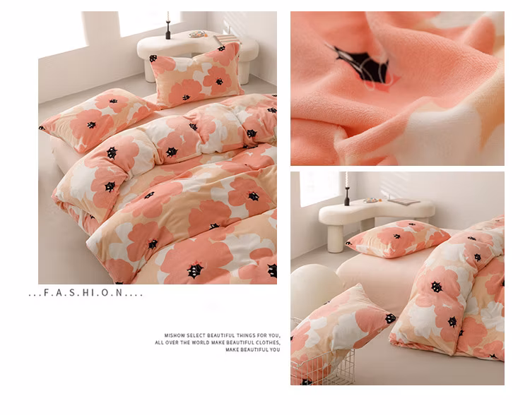 Comfortable Soft Milk Velvet Quilt Cover Home Winter Warm Queen King Size Duvet Cover Sheet Pillowcase