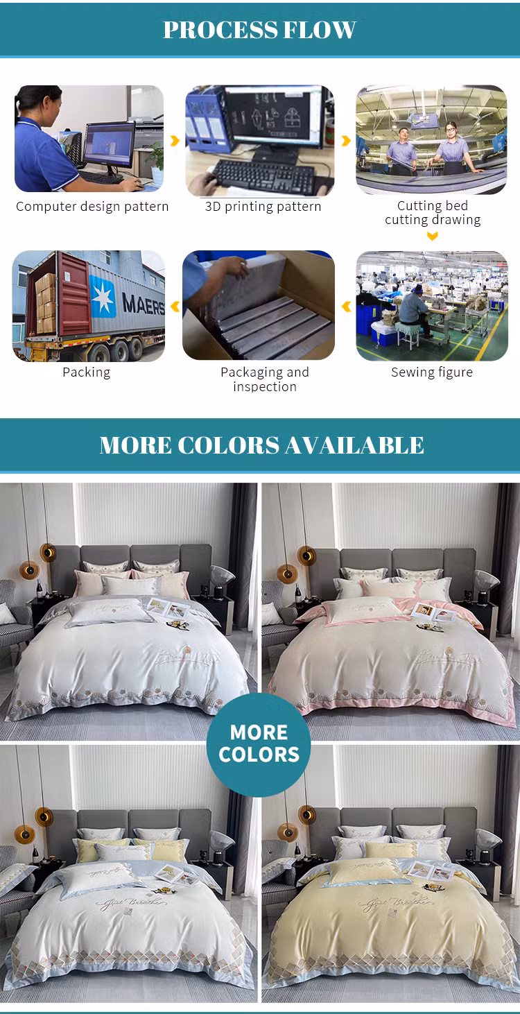 High Quality Light Luxury Style Embroidery Duvet Cover Set Home Soft Comfortable Quilt Cover Flat Sheet Pillowcase