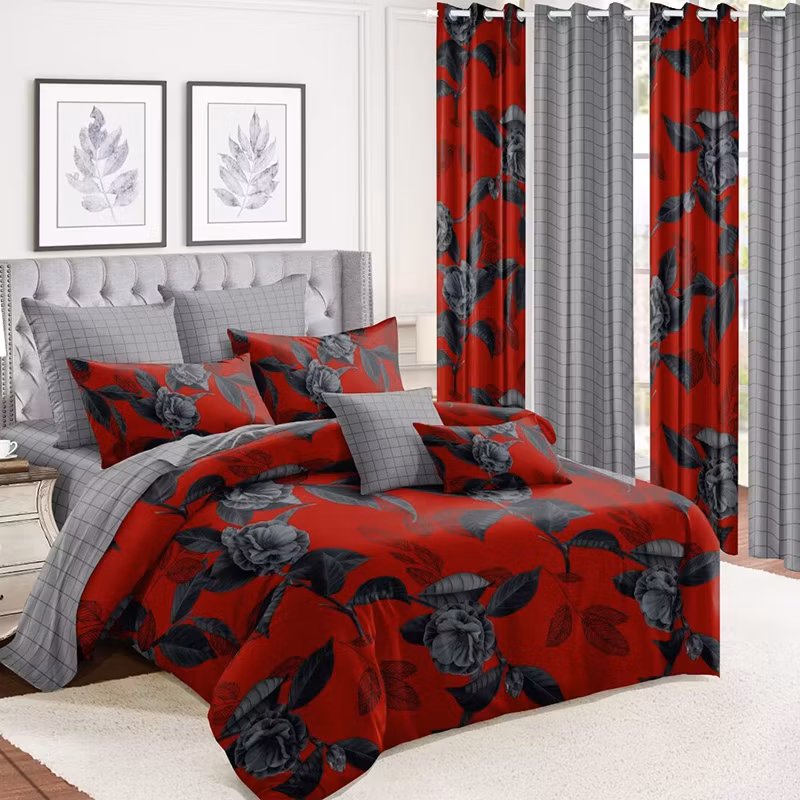 12PCS Home Textiles High Quality Bedsheets Bed Linen Red Polyester Microfiber Polyester Printing Comforter Duvet Cover Bedspread Set Supplier