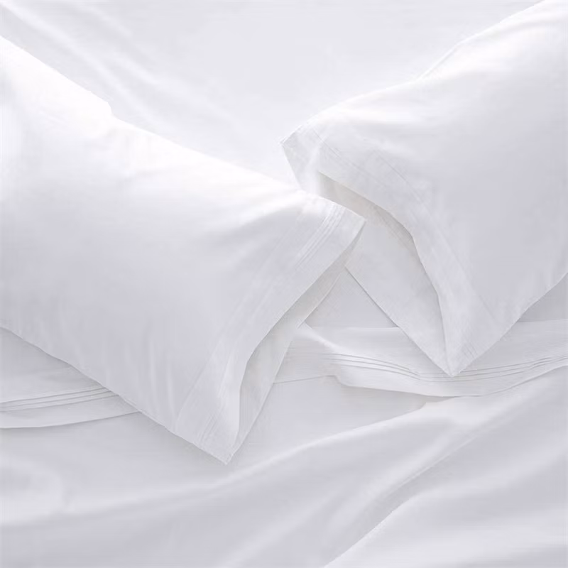 Combed Cotton Satin Bedding Set White Sheets Quality Hotel Bedding with Embroidery
