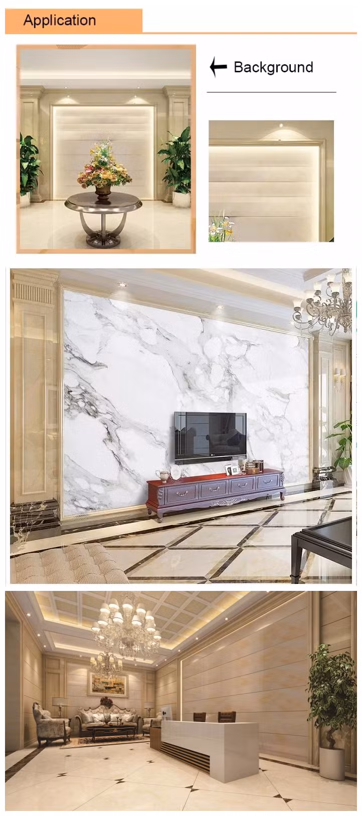 Modern Style Waterproof PVC UV Marble Sheet Printing Design Wall Decor