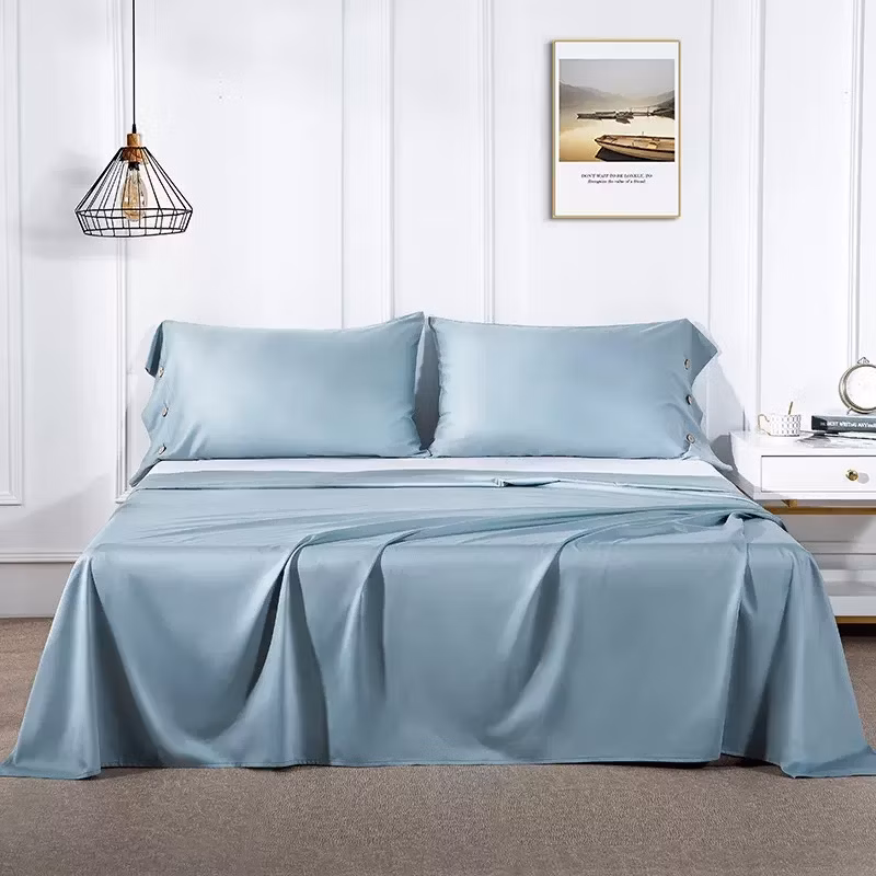 OEM/ODM Home Hotel Textile Wholesale Bed Linen Solid Color 100% Cotton Bedding Set 200 Thread Count Bed Sheet Pillowcase Sham Bed Fitted Flat Bed Sheets
