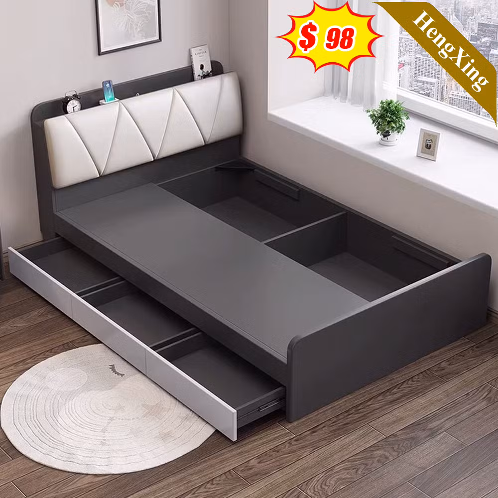 Foshan Cheap Single Size Modern Bedroom Sets Furniture Wood Wall Hotel Storage Beds