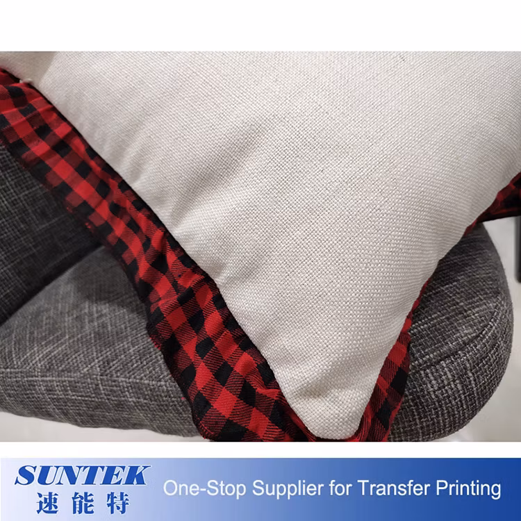 Sublimation Linen Buffalo Plaid Ruffles Pillow Case for Christmas