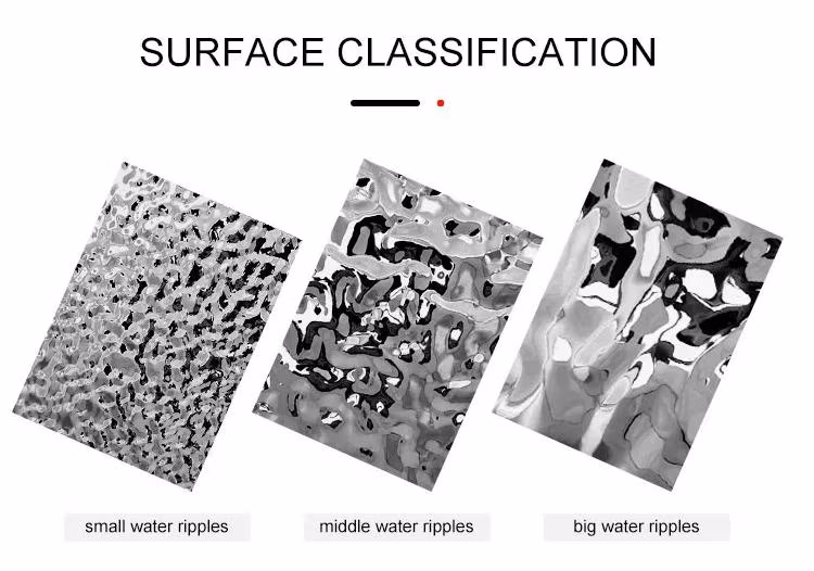 SS304 201 316 304L 316L 430 Plate Decoration for Entertainment Venues Hotel 3D Embossed Water Ripple Stainless Steel Sheet