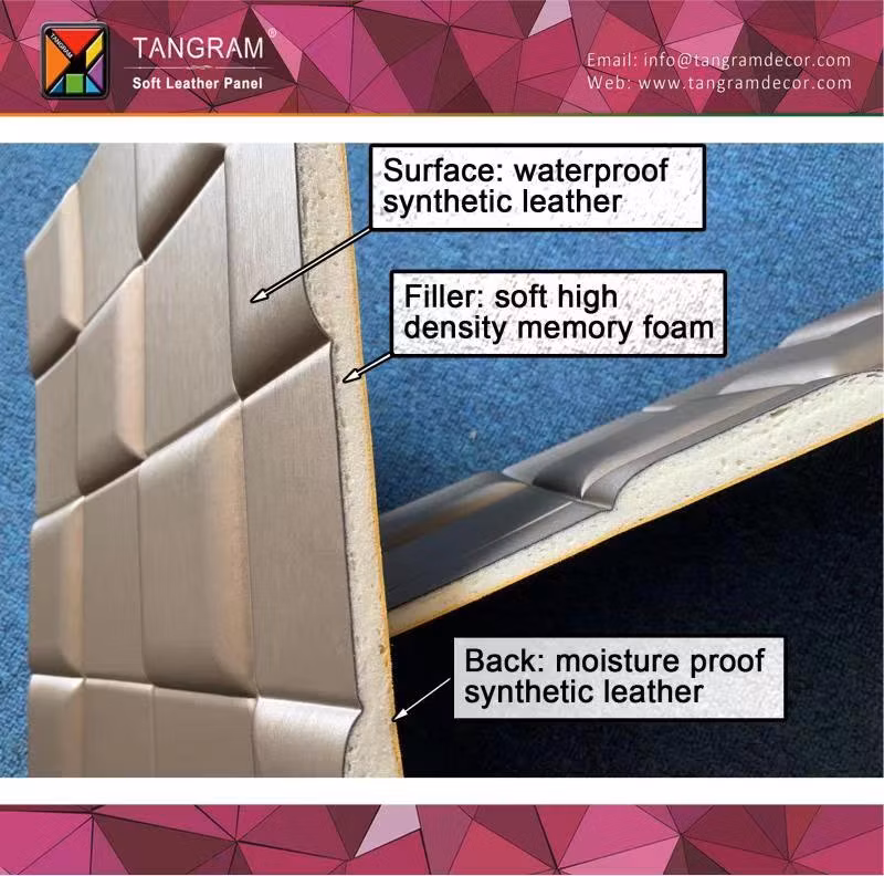 Waterproof Soundproof Interior Faux Leather Wall Panels 3D Wall Sheet