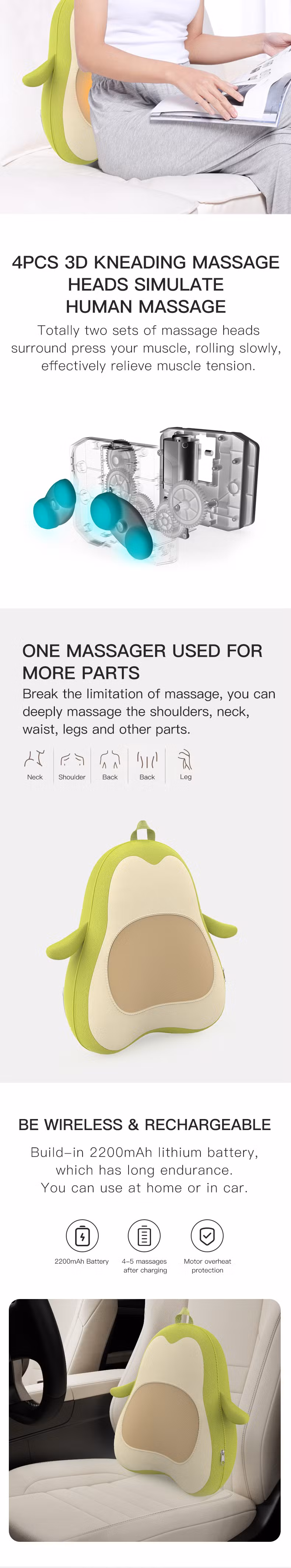 Wholesale Cute Penguin Massage Pillow with 3D Kneading for Body Pain Relief