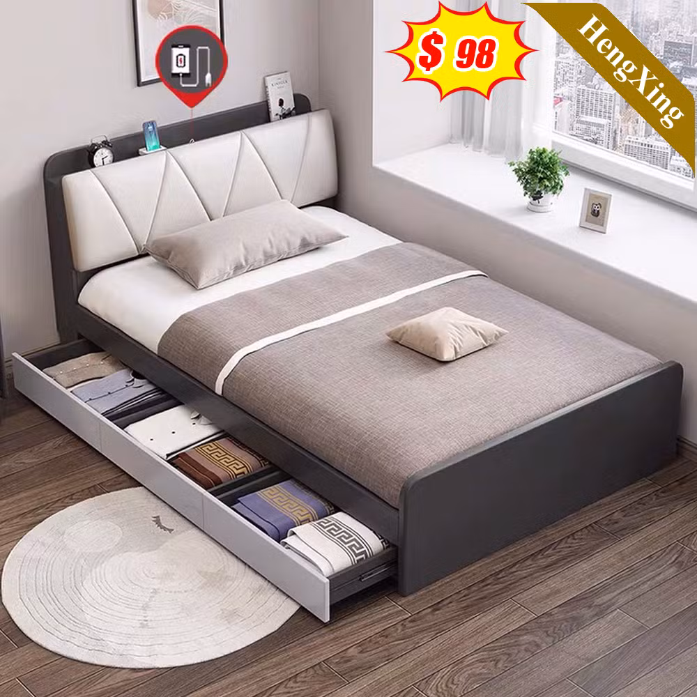 Foshan Cheap Single Size Modern Bedroom Sets Furniture Wood Wall Hotel Storage Beds