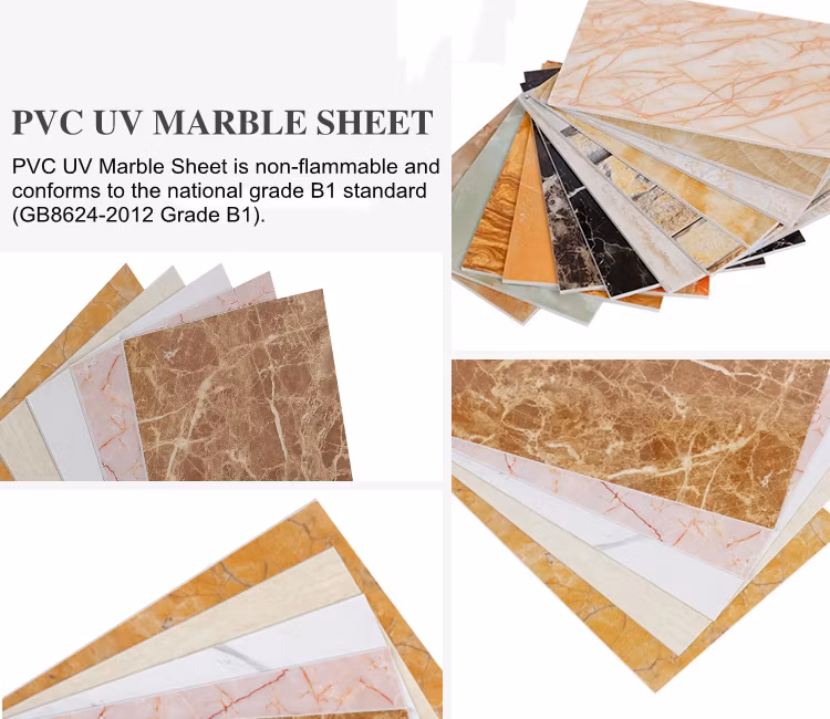 Modern Style Waterproof PVC UV Marble Sheet Printing Design Wall Decor