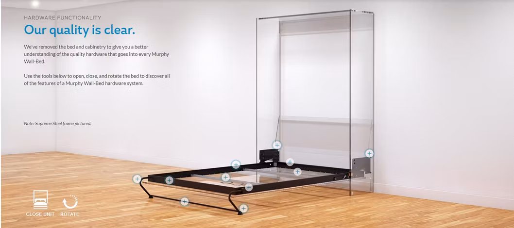 Customize Make Smart Space Saving Queen Size Hidden Folding with Cabinet Murphy Bed Frame Spring Mechanism
