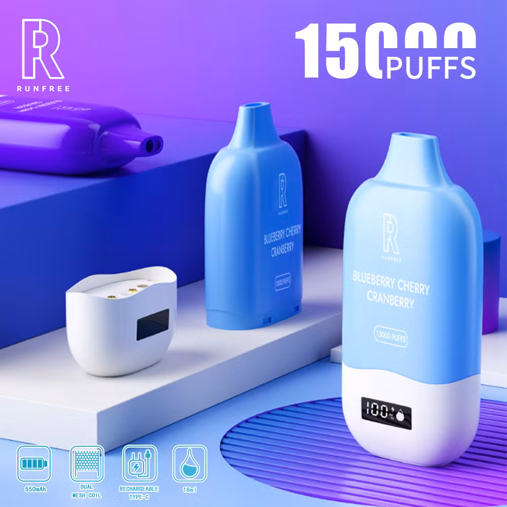 Wholesale Best Buy Brand Runfree Tornado 15000 Nic Salt 0% 2% 5% RGB Flash Type-C Smoking Vape Cheap Wape with Display