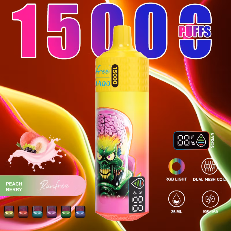 Wholesale Best Buy Brand Runfree Tornado 15000 Nic Salt 0% 2% 5% RGB Flash Type-C Smoking Vape Cheap Wape with Display
