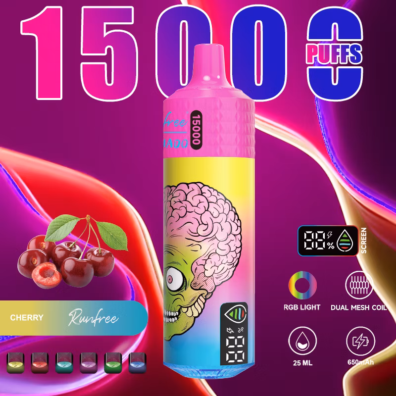 Wholesale Best Buy Brand Runfree Tornado 15000 Nic Salt 0% 2% 5% RGB Flash Type-C Smoking Vape Cheap Wape with Display