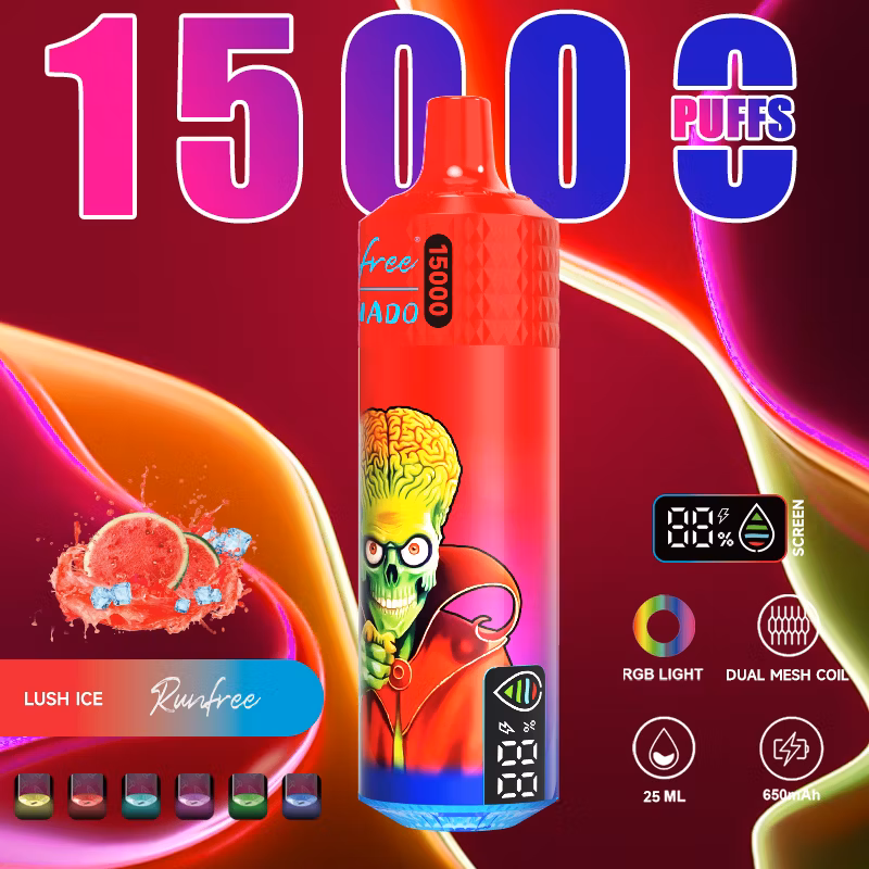 Wholesale Best Buy Brand Runfree Tornado 15000 Nic Salt 0% 2% 5% RGB Flash Type-C Smoking Vape Cheap Wape with Display