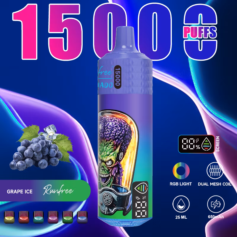 Wholesale Best Buy Brand Runfree Tornado 15000 Nic Salt 0% 2% 5% RGB Flash Type-C Smoking Vape Cheap Wape with Display