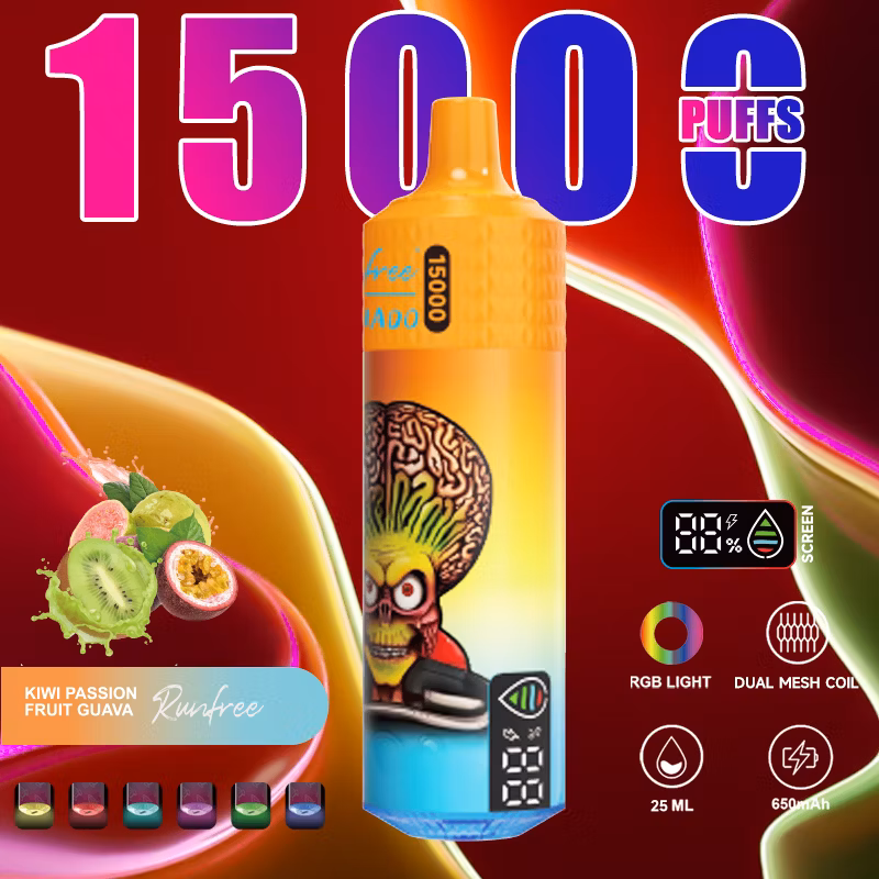 Wholesale Best Buy Brand Runfree Tornado 15000 Nic Salt 0% 2% 5% RGB Flash Type-C Smoking Vape Cheap Wape with Display