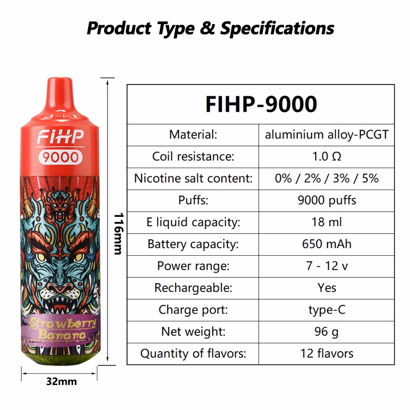 USA Zbood Zooy Me Hookah Pure Nicotine Vape 12000 Bar Fihp 9000 Puff Vape