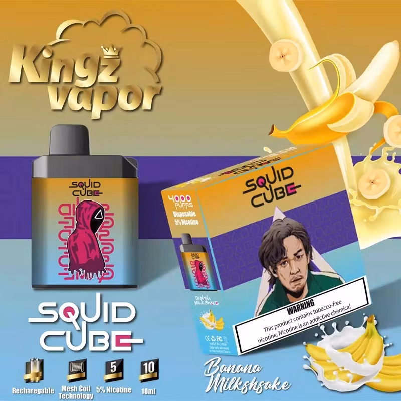 Original Box Shape Mesh Coil Disposable E Cigarette Squid Cube 4000 Puffs Squid Game Disposable Vape with 10 Flavors